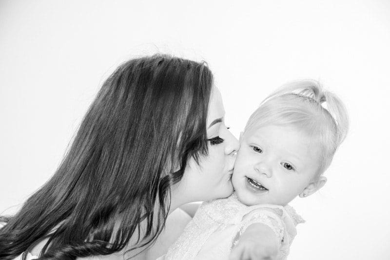 family photoshoot mom and daughter b&w