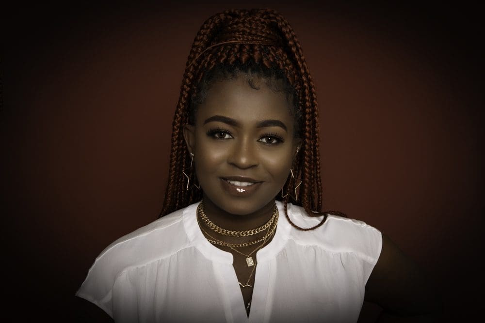 adult birthday studio portrait in Birmingham with standing pose
